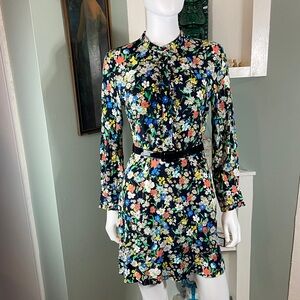 TopShop Floral Long Sleeve Mini Dress size 2 XS Ruffle XSmall ditsy top shop